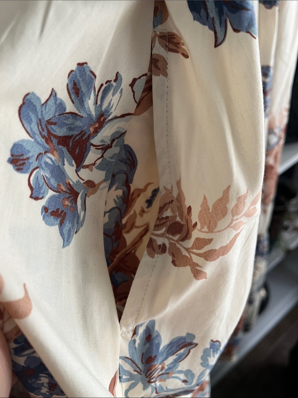 Abercrombie & Fitch Emerson Cream Midi Dress with Blue & Brown Floral Print - Picture 6 of 13